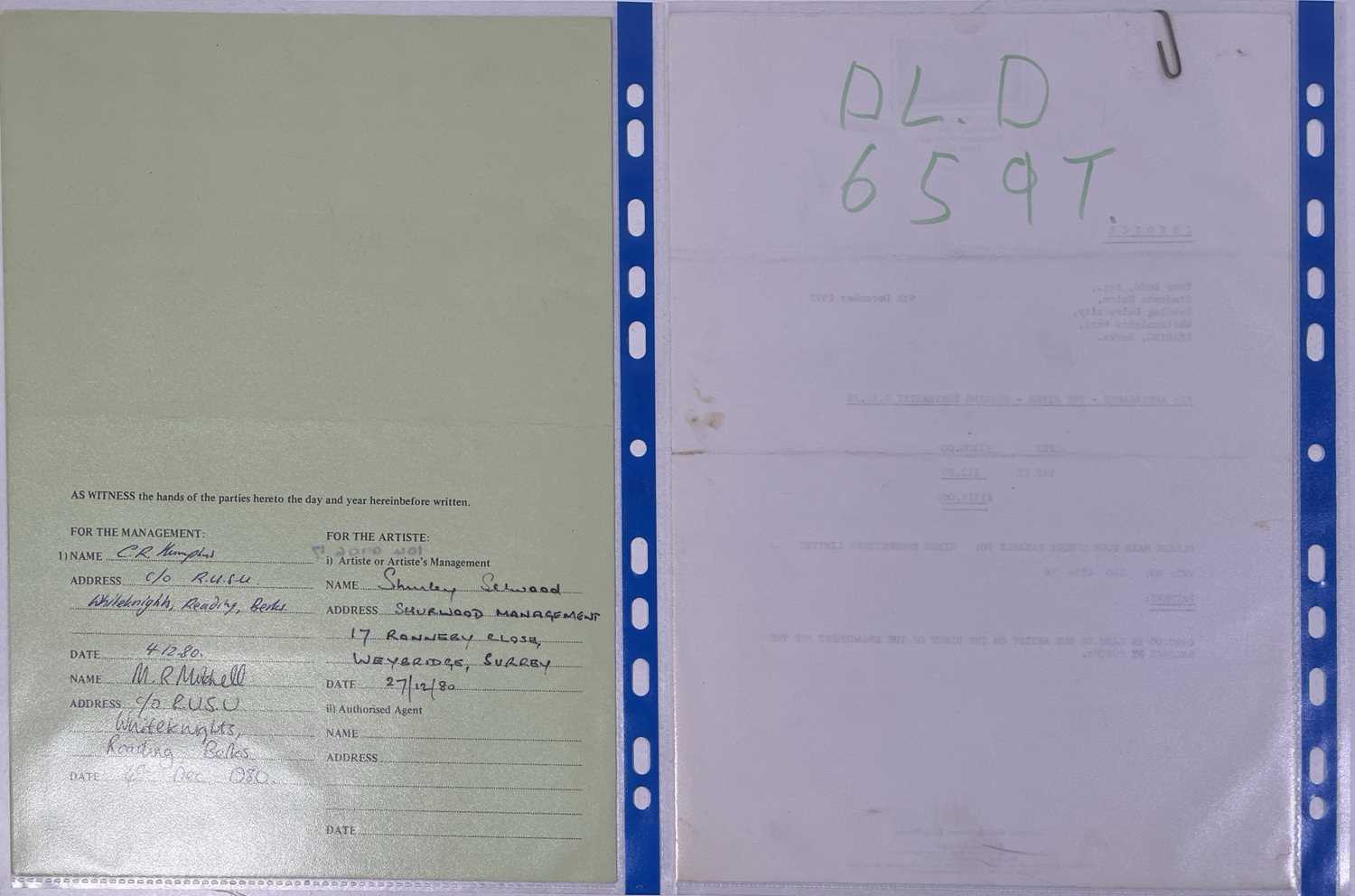 1970/80S CONTRACTS/BOOKING AGREEMENT ARCHIVE - CLASSIC ROCK AND PROG ARTISTS. - Image 6 of 7