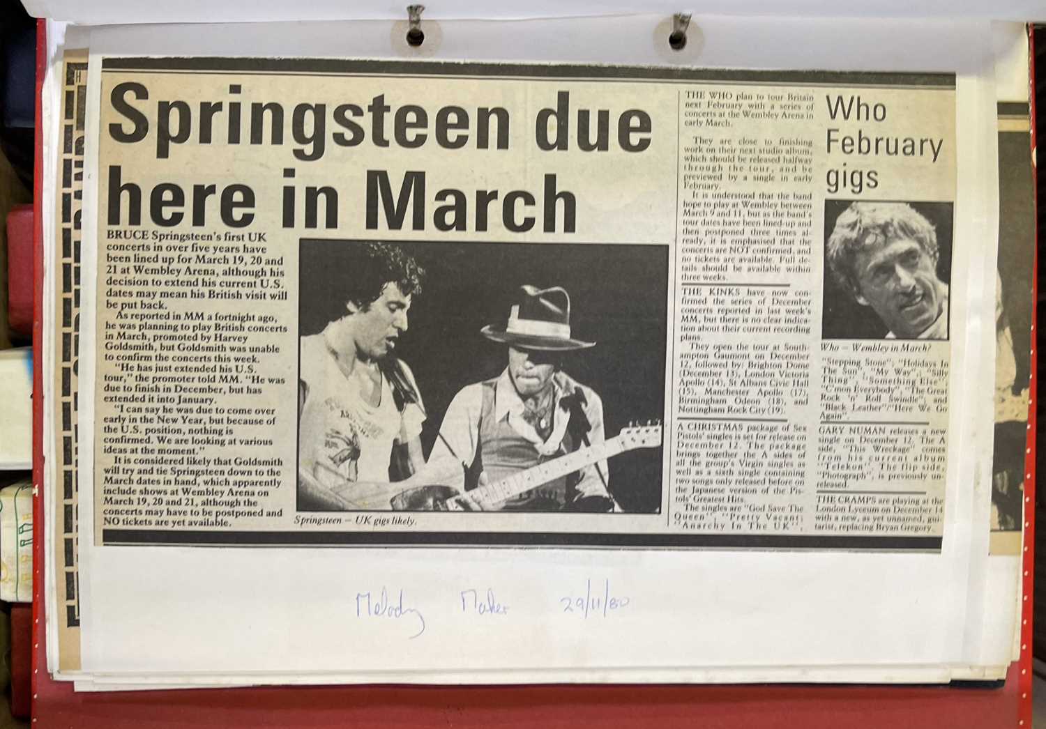 BRUCE SPRINGSTEEN - LARGE RESEARCH ARCHIVE. - Image 4 of 19