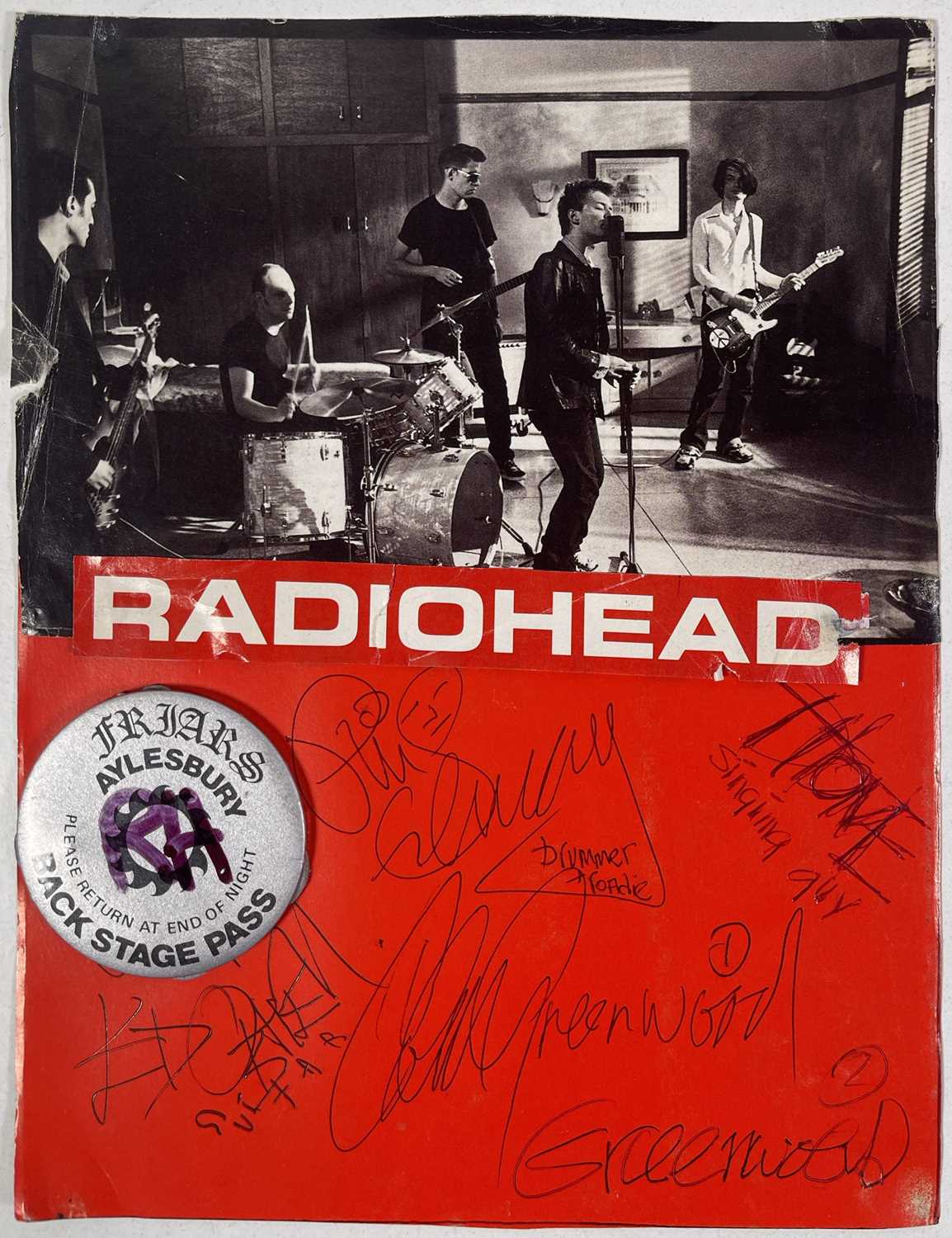 RADIOHEAD - EARLY FULLY SIGNED PAGE.