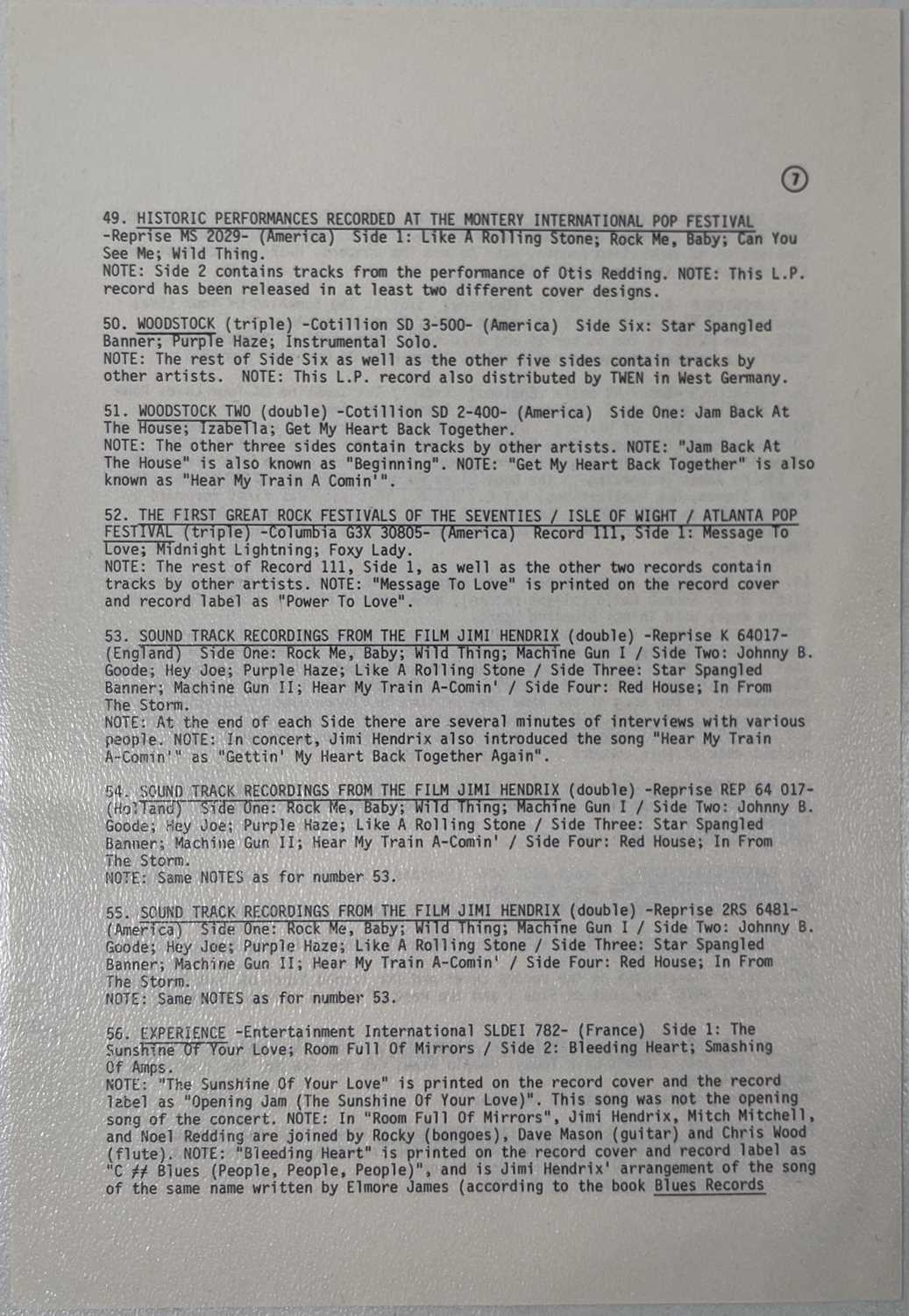 JIMI HENDRIX - AN ORIGINAL AND COMPLETE 1974 FAN CLUB NEWSLETTER. - Image 15 of 16