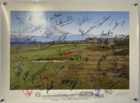 GOLF MEMORABILIA - MULTI-SIGNED 2004 ROYAL TROON OPEN PRINT.