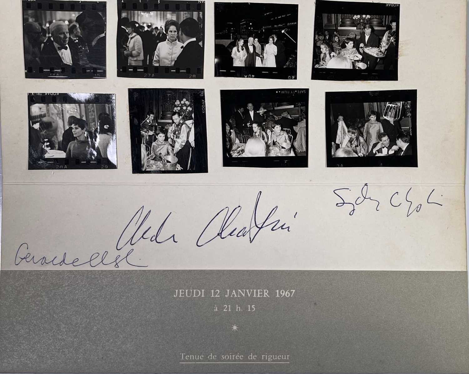 CHARLIE CHAPLIN - SIGNED CARD AND ORIGINAL IMAGES FROM 1967 GALA DINNER. - Image 2 of 4
