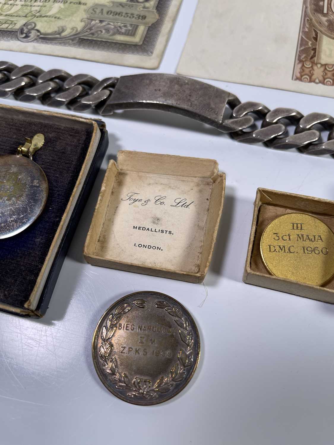 POLISH SPORTING MEDALS/SOLID STERLING SILVER ID BRACELET. - Image 5 of 7