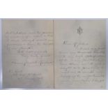 JACK THE RIPPER / CRIME INTEREST - A HANDWRITTEN LETTER BY FLORENCE MAYBRICK, FEB 1905