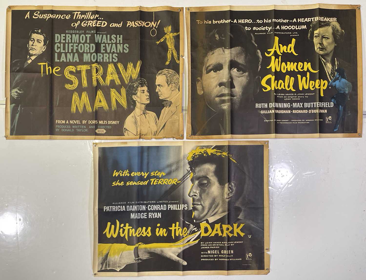 UK QUAD POSTER - BRITISH FILMS OF 50S/60S INC THE STRAW MAN (1953) / WITNESS IN THE DARK (1959)