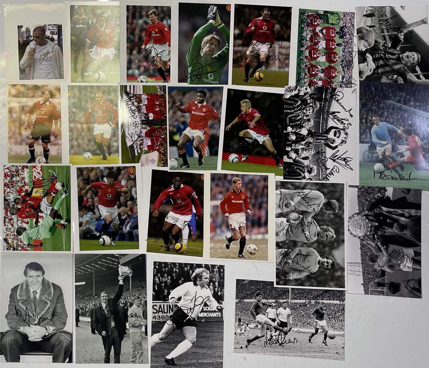 MANCHESTER UNITED / MANCHESTER CITY - SIGNED FOOTBALL PHOTOGRAPHS.