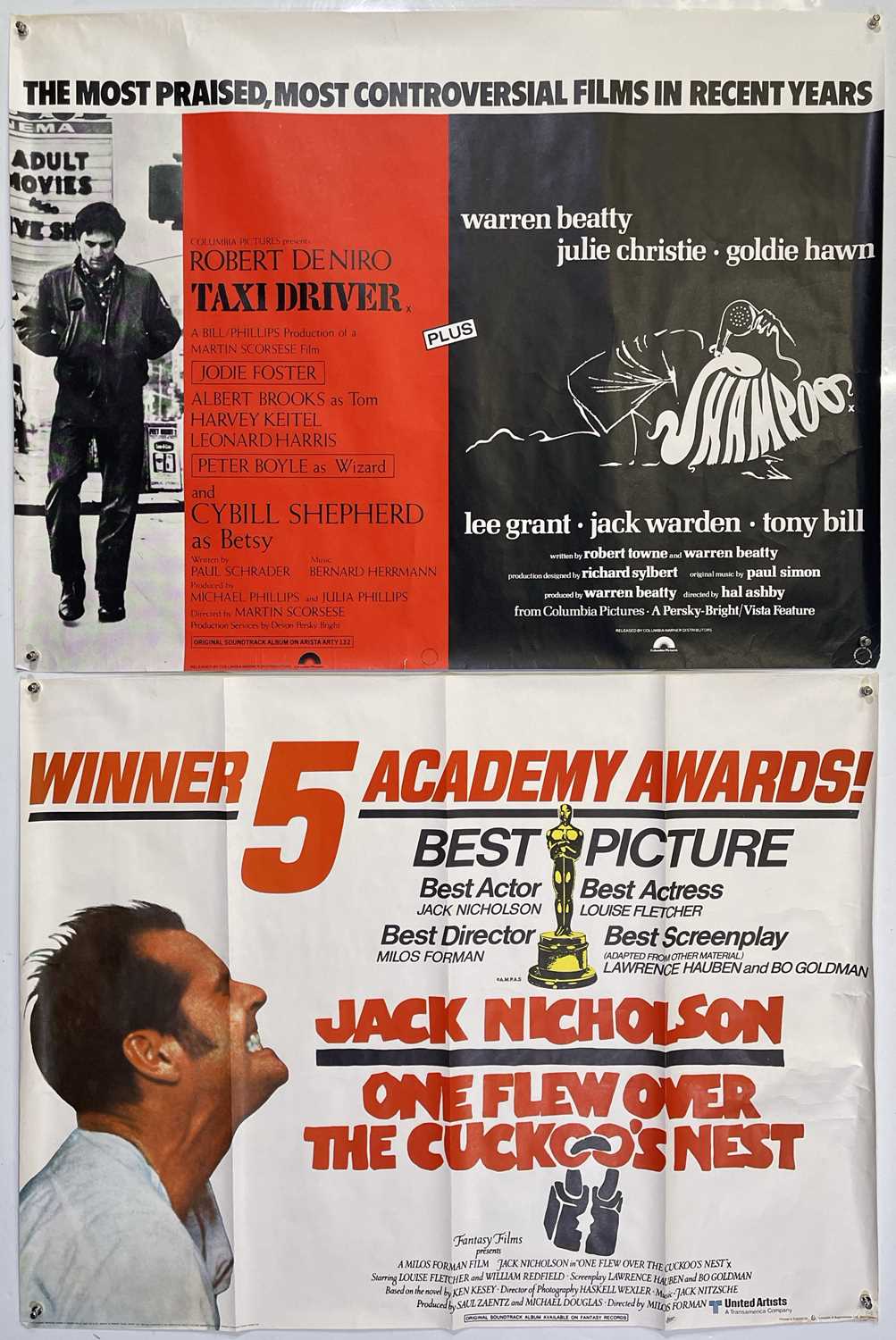 CINEMA POSTERS - ONE FLEW OVER THE CUCKOO'S NEST (1975) / TAXI DRIVER DOUBLE BILL.