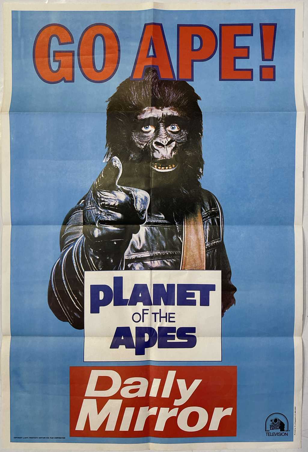 PLANET OF THE APES (1974) GO APE! DAILY MIRROR PROMO POSTER.