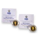 COLLECTABLE COINS - TWO 1997 GUERNSEY PROOF GOLD COINS.