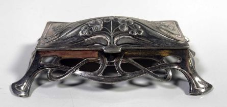 A WMF ART NOUVEAU SILVER PLATED STAMP BOX.