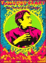 ORIGINAL BLACKLIGHT POSTER - TIMOTHY LEARY FOR GOVERNOR - JOE ROBERTS JR DESIGN.