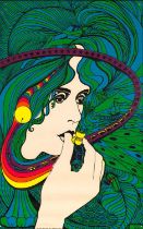 TOM GATZ - ACID QUEEN - ORIGINAL AND RARE BLACKLIGHT POSTER, 1970 - GRACE SLICK.