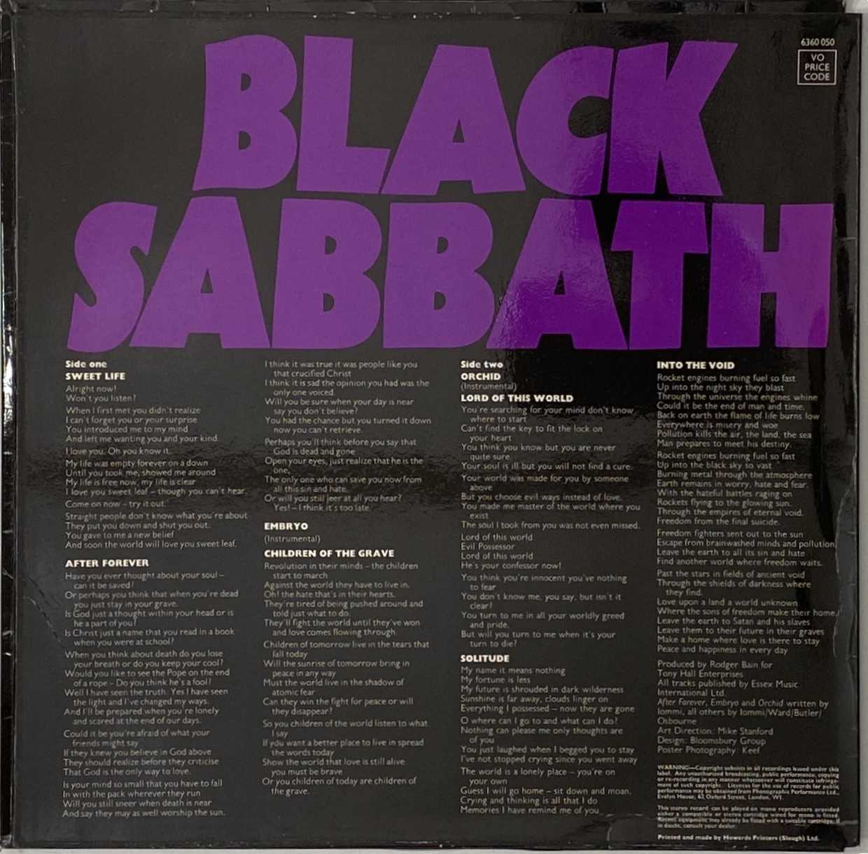 BLACK SABBATH - MASTER OF REALITY LP (ORIGINAL UK COPY COMPLETE WITH POSTER - VERTIGO 6360 050) - Image 4 of 6