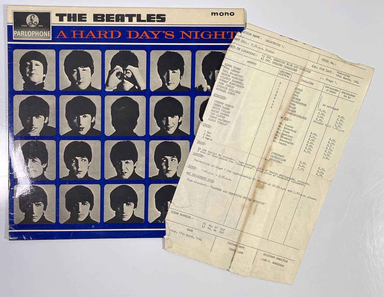 THE BEATLES - ORIGINAL CALL SHEET FOR A HARD DAY'S NIGHT. - Image 2 of 7