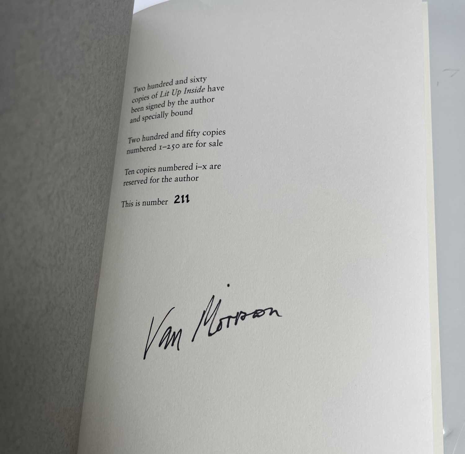 VAN MORRISON - LIT UP INSIDE, SIGNED LIMITED EDITION BOOK. - Image 3 of 3