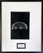 THE BEATLES - FRAMED DISPLAY WITH ORIGINAL ALAN WILLIAMS BUSINESS CARD / MICHAEL WARD CAVERN PHOTO.
