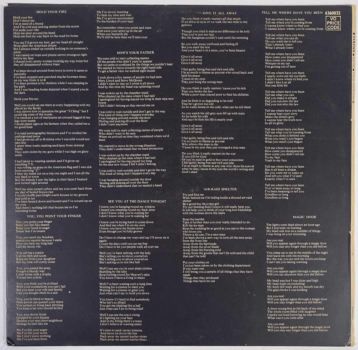 PATTO - HOLD YOUR FIRE LP (UK FIRST - SWIRL - VERTIGO 6360 032) - Image 4 of 6