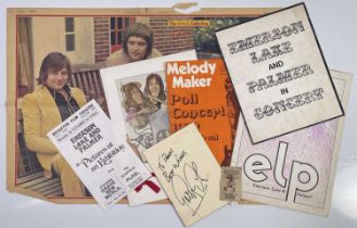 EMERSON, LAKE AND PALMER - PROGRAMMES, TICKET, GREG LAKE SIGNATURE.