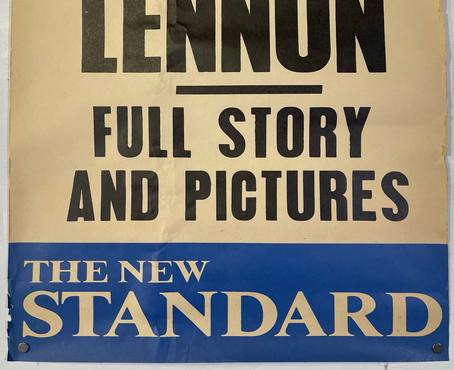 THE BEATLES - JOHN LENNON DEATH NEWSPAPER BILLBOARD. - Image 2 of 3