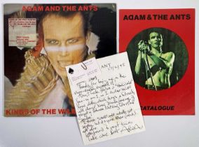 ADAM AND THE ANTS - HANDWRITTEN LETTER / BUSINESS CARD.