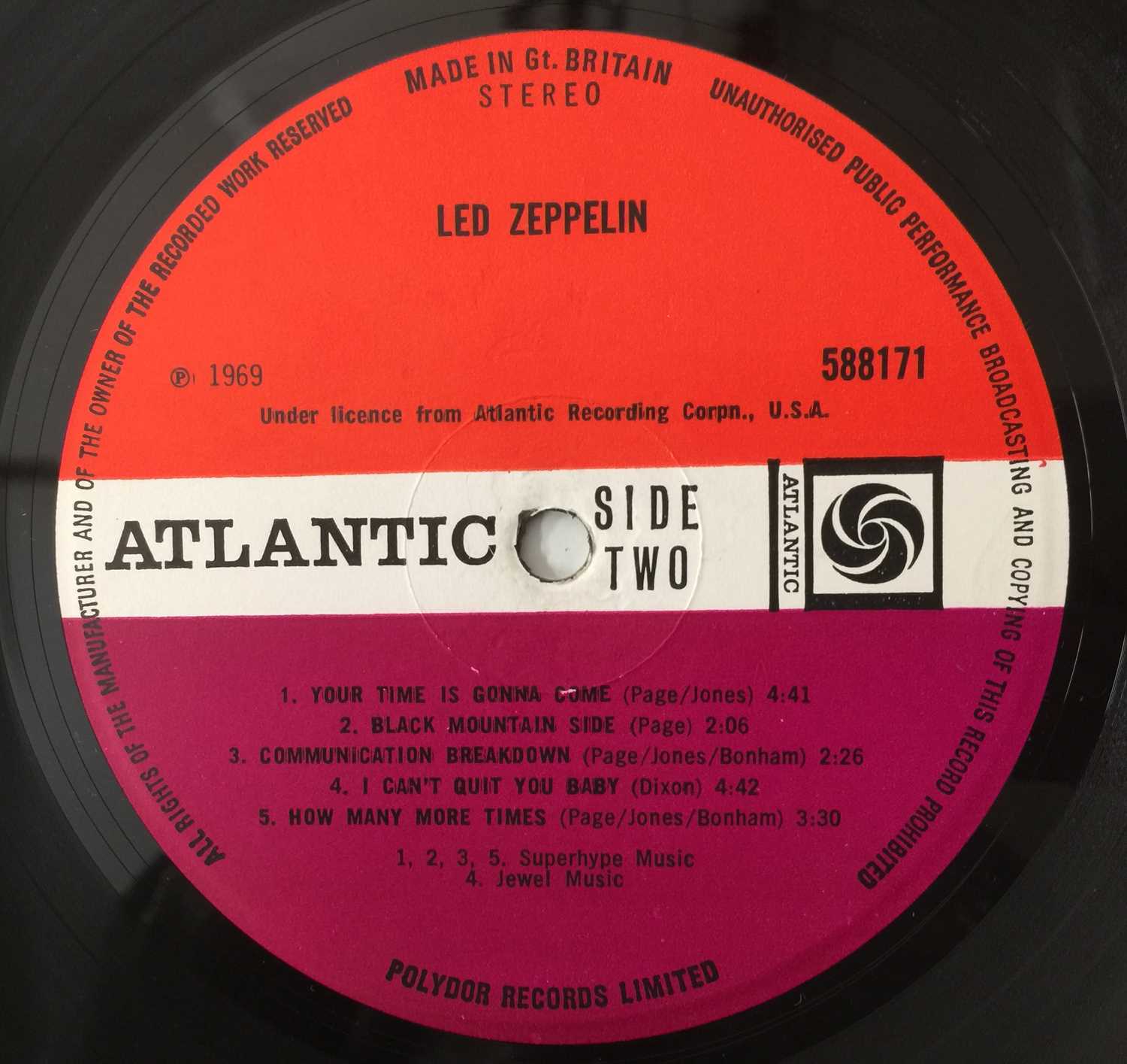 LED ZEPPELIN - 'I' LP (FIRST UK 'TURQUOISE' COPY - ATLANTIC 588171 - UNCORRECTED 8s) - Image 5 of 5