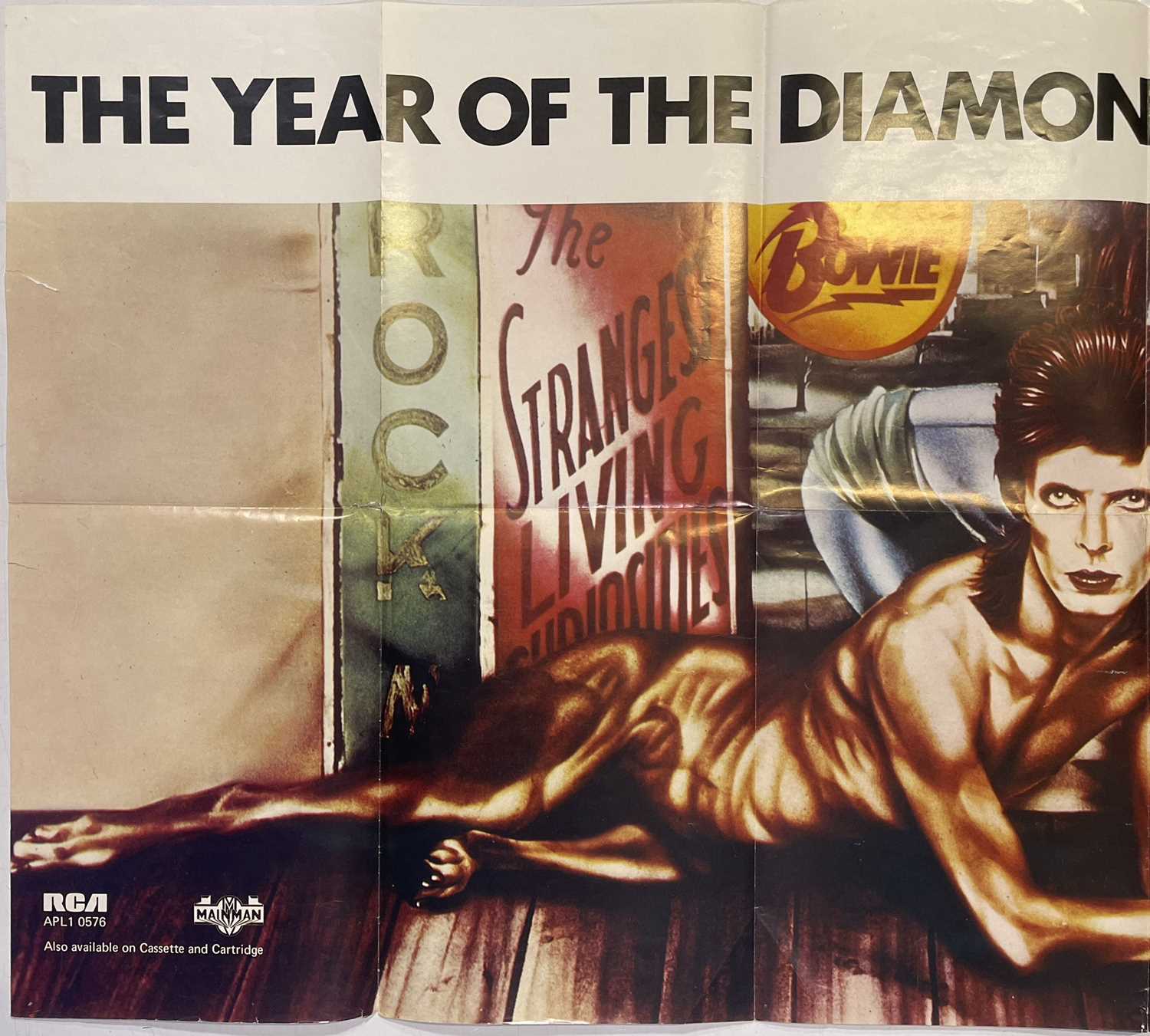 DAVID BOWIE - ORIGINAL AND RARE MAINMAN DIAMOND DOGS PROMOTIONAL POSTER. - Image 2 of 4