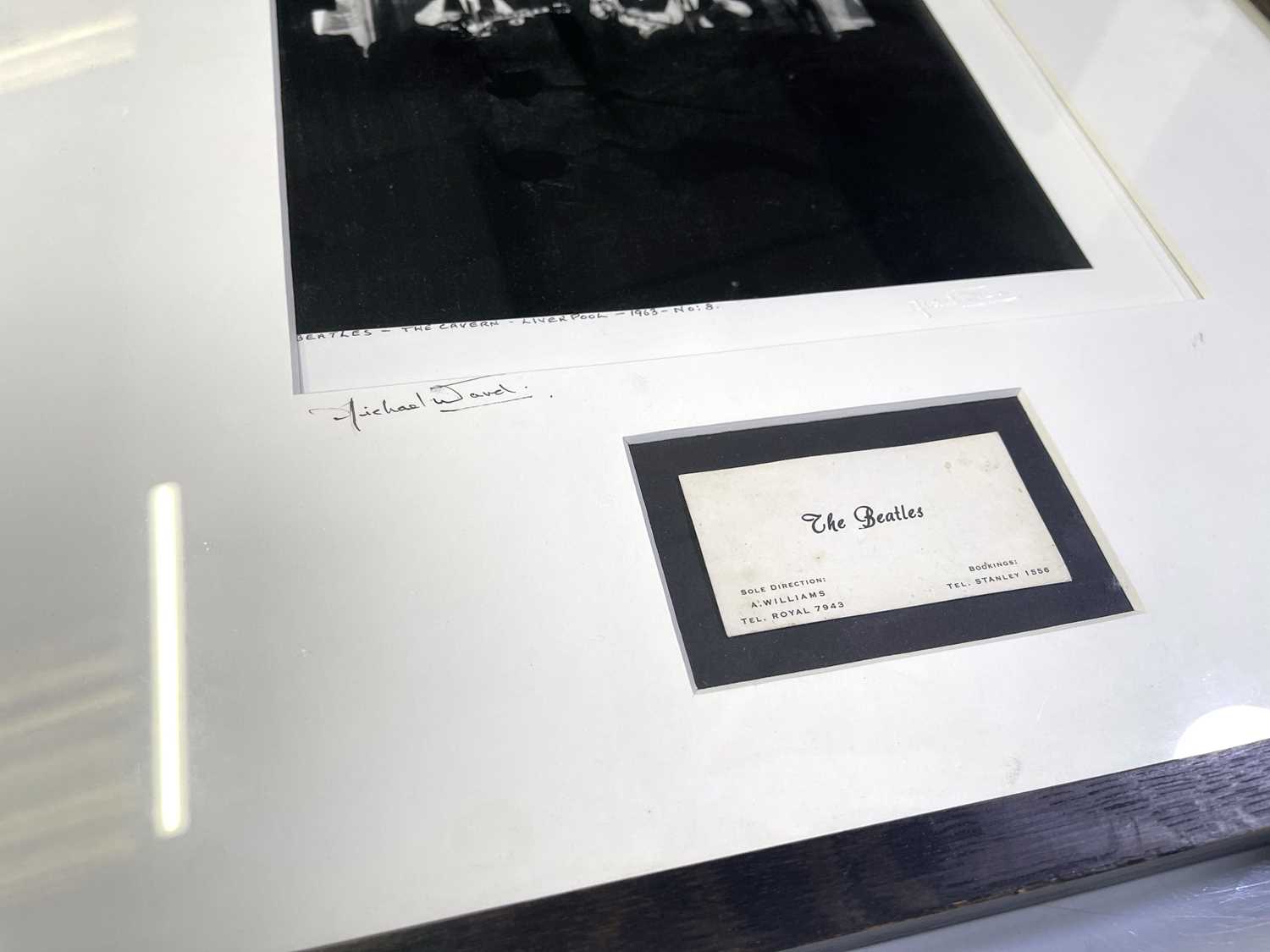 THE BEATLES - FRAMED DISPLAY WITH ORIGINAL ALAN WILLIAMS BUSINESS CARD / MICHAEL WARD CAVERN PHOTO. - Image 2 of 6