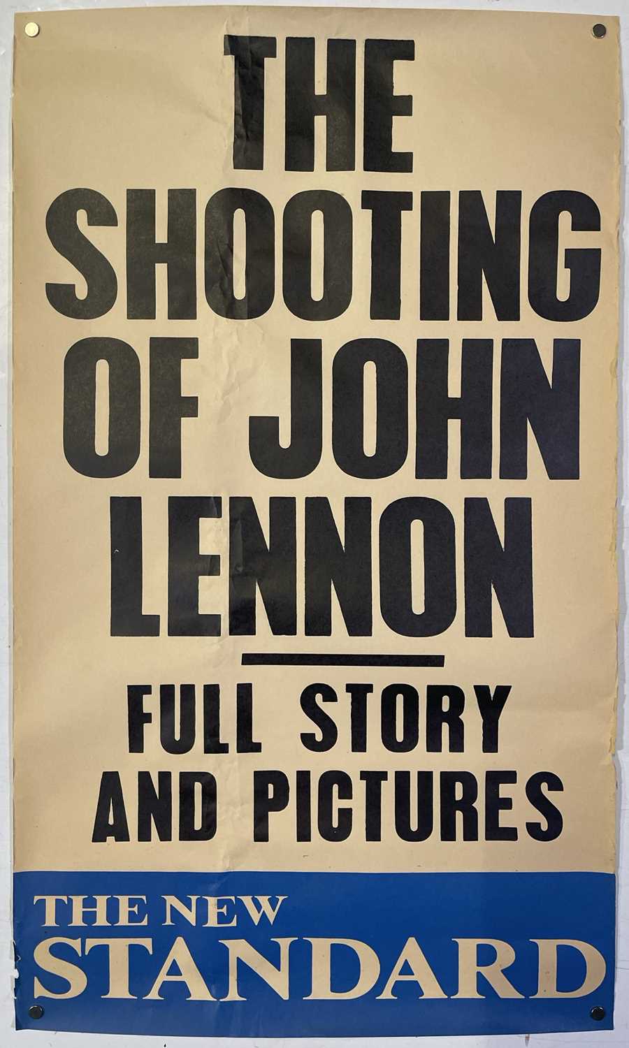 THE BEATLES - JOHN LENNON DEATH NEWSPAPER BILLBOARD.