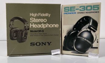 TWO VINTAGE STEREO HEADPHONES (SONY, PIONEER).