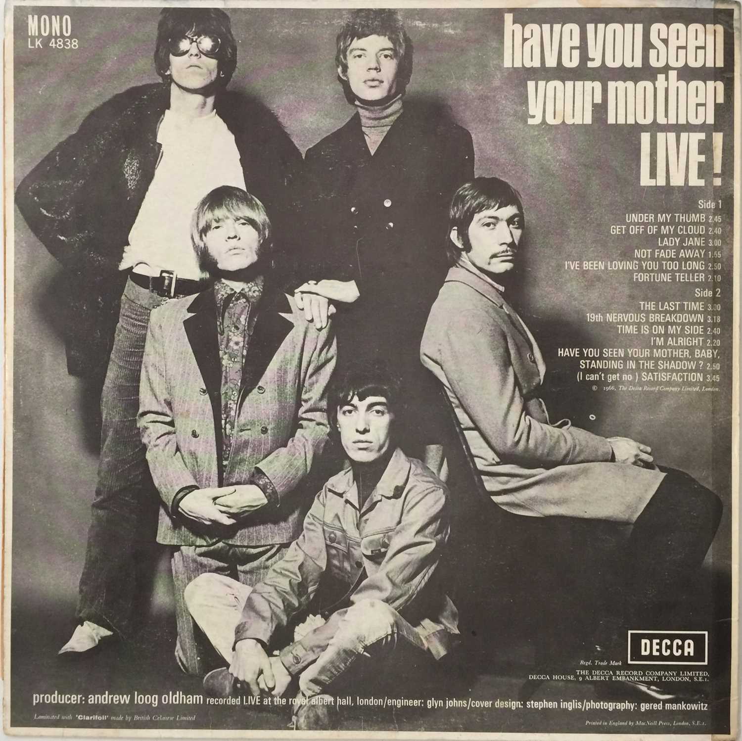 THE ROLLING STONES - HAVE YOU SEEN YOUR MOTHER - LIVE! LP (MONO LK 4838) - Image 3 of 5