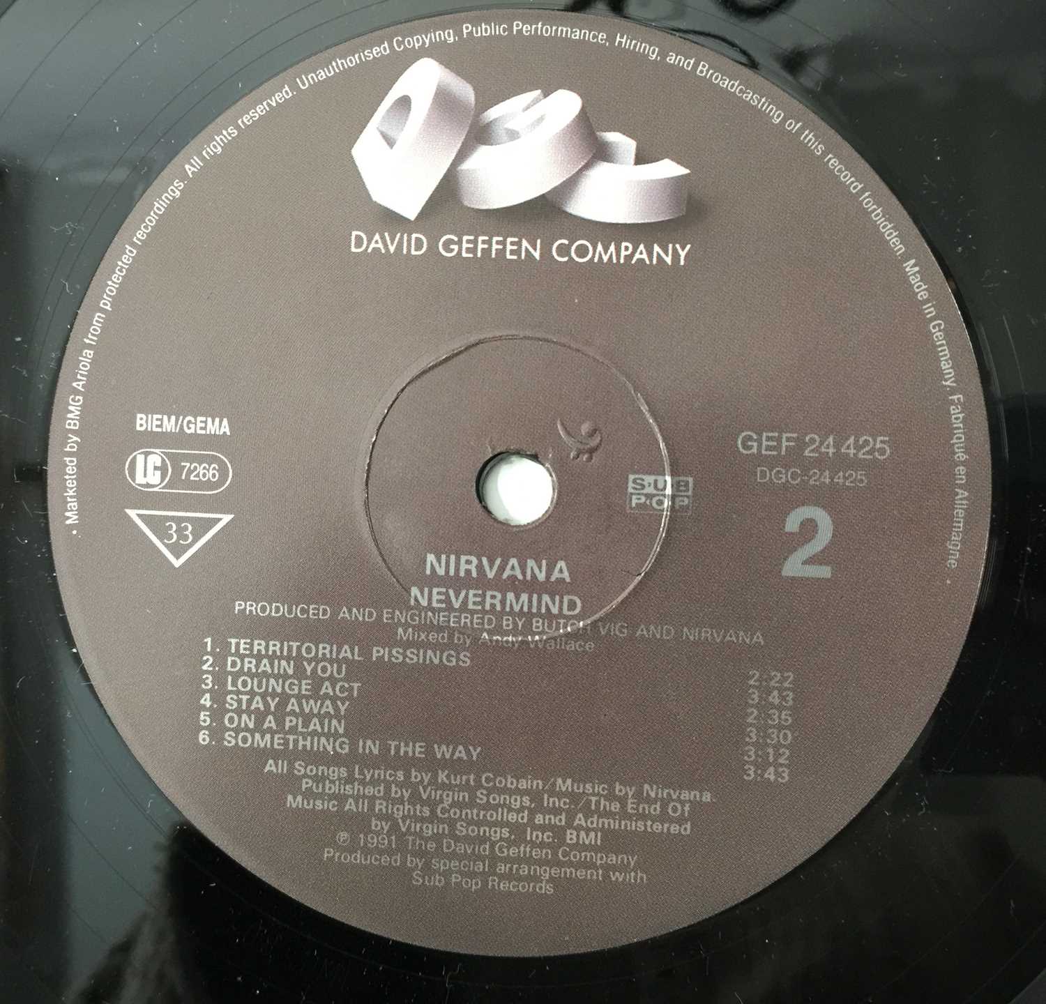 NIRVANA - NEVERMIND LP (ORIGINAL EU PRESSING - GEFFEN GEF 24425) - Image 5 of 5