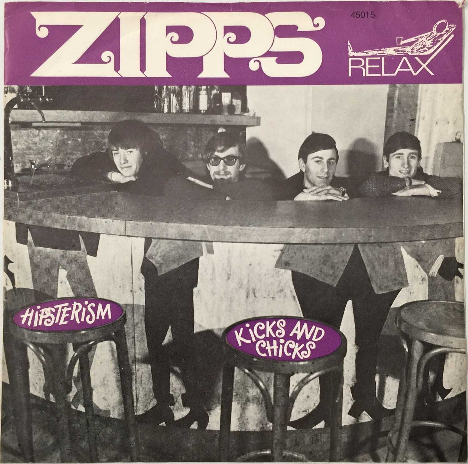 THE ZIPPS - KICKS AND CHICKS C/W HIPSTERISM 7" (ORIGINAL DUTCH RELEASE - RELAX 45.015) - Image 2 of 5