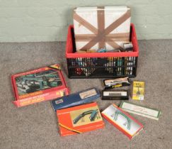 A collection of boxed model railway scenery, track and accessories. To include turntable possibly by