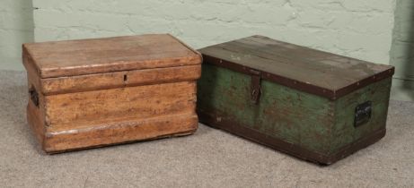 A small 19th century wooden tool chest, along with another similar example.