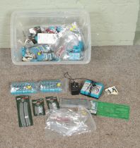 A box of Kato Unitrack for N Gauge model railway. Includes cables, boxed and unboxed track, Power