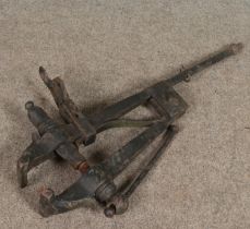 A vintage blacksmiths iron vice. Length 107cm.