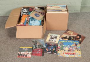 One box of vinyl LP records and one large box of vinyl singles of mainly pop and easy listening to