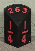 Railwayana; a painted metal mile marker. 263Â¼. Height: