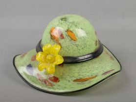 A Murano style glass bowl formed in the shape of a ladies hat. Diameter 36cm.