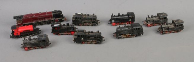 A collection of model railway locomotives to include Marklin, Hornby Dublo Duchess of Hamilton,