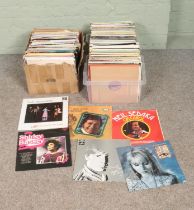 Three boxes of assorted vinyl LP records of mainly pop and easy listening to include Cliff