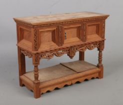 A walnut miniature model of a buffet sideboard. Based on an example from Ockwells Manor,