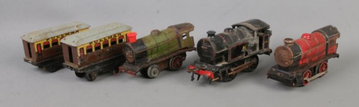 A collection of vintage O Gauge tinplate locomotives to include No. 3 82011.
