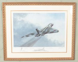 A framed Michael Rondot limited edition signed print depicting a Vulcan aircraft. Titled 'The