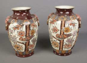 A pair of large satsuma vases. Hx31cm