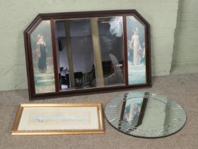 Two mirrors together with watercolour by Maurice Beevers MBE.