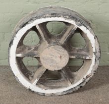 A large wooden wheel Diameter 66cm approx