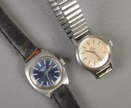 Two ladies manual wristwatches. Includes stainless steel Cyma Cymaflex and a Favre-Leuba example.