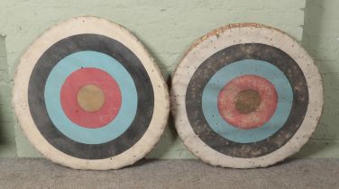 A pair of straw bound archery targets Diameter 90cm