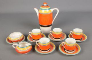 A Gray's Pottery hand painted part tea set, designed by Susie Cooper. Pattern 7670. Includes teapot,